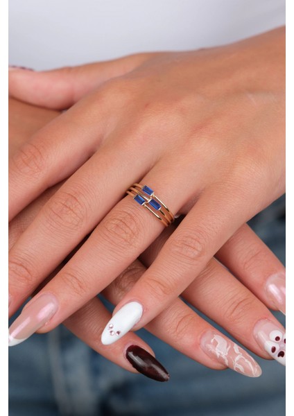 14 Ayar Altın Mavi Taşlı Yüzük 944