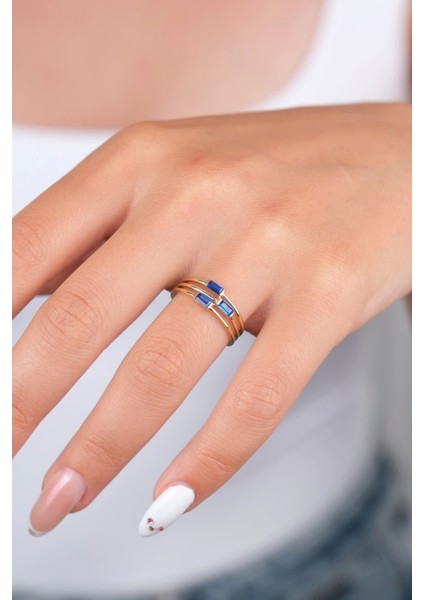 14 Ayar Altın Mavi Taşlı Yüzük 944 modelleri