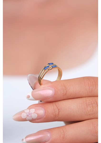 14 Ayar Altın Mavi Taşlı Yüzük 944 fırsatları