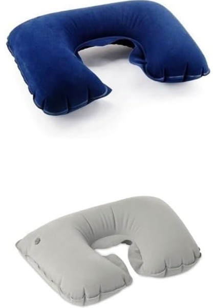 Şişme Araç Boyun ve Seyahat Yastığı - Taşınabilir, Ergonomik, Ense Destekli, Karışık Renkli, Uzun Yolculuklar Için Rahat Yastık (1 Adet)