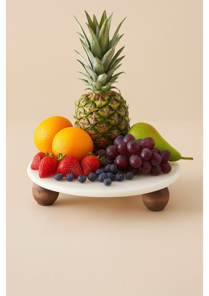 Dekoratif Top Ayaklı Mermer Sunumluk 25 cm fiyatları