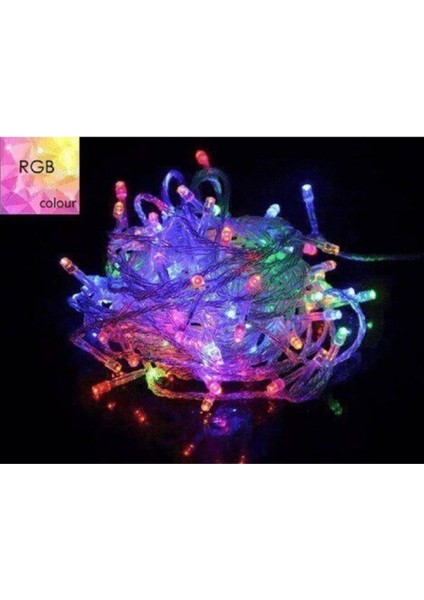 10MT Rgb 100 LED Fişli Çok Renkli Noel ve Yılbaşı Ağaç Dekorasyonu Aydınlatması