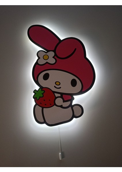 Ahşap Sanrio My Melody Çocuk Odası Gece Lambası 24X36 Pembe