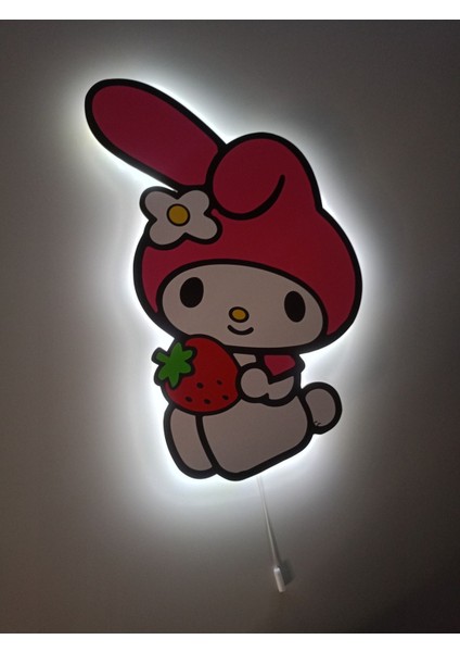 Ahşap Sanrio My Melody Çocuk Odası Gece Lambası 24X36 Pembe modelleri
