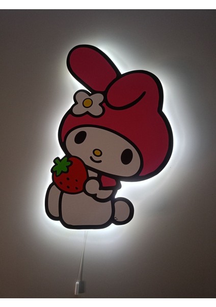 Ahşap Sanrio My Melody Çocuk Odası Gece Lambası 24X36 Pembe fırsatları