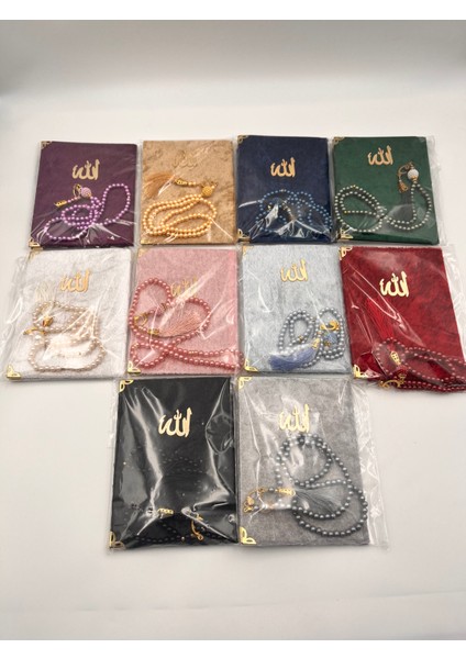 10 Adet Karışık Hediyelik Jelatinde Kadife Yasin Cüzü ve Inci Tesbih Seti(Mevlid-Umre) fırsatları