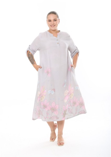 Kadın Dokuma Viskon Baskılı Büyük Beden Elbise fırsatları