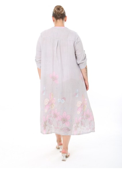 Kadın Dokuma Viskon Baskılı Büyük Beden Elbise indirimleri