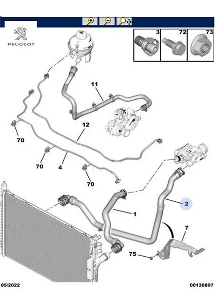 Su Hortumu 308 II-508-3008-5008-PARTNER-RIFTER-BERLINGO-C4 Pcs-C5 Aircross Dv5 Peugeot 9812751880