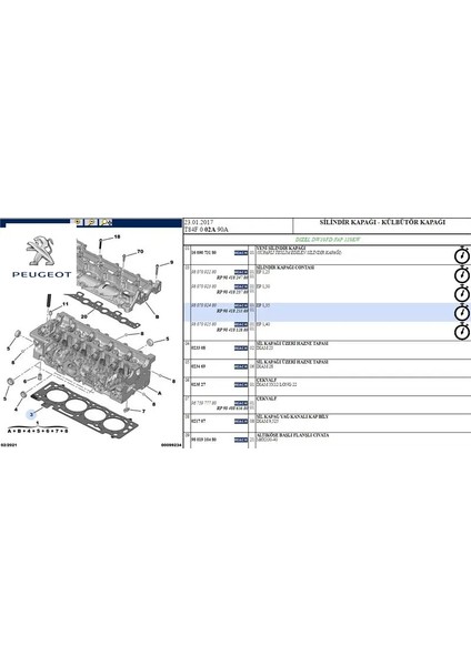 Silindir Kapak Contasi 1.35 3008-5008-EXPERT Iv-Traveller-Boxer Iii-C4-C5-Jumper Iii-Jumpy Iv DW10