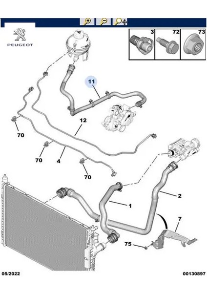 Yedek Su Depo Hortumu 308-508-3008-5008-PARTNER Vu-Rifter-Berlingo Vp/vu-C4 Picasso/spacetourer-C5