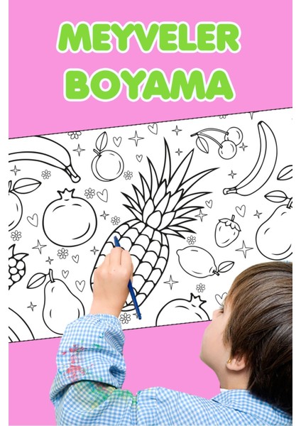 Neşeli Meyveler Temalı Eğlenceli Dev Boyama Kağıdı, Tatil ve Etkinlik Için Renkli Keyif