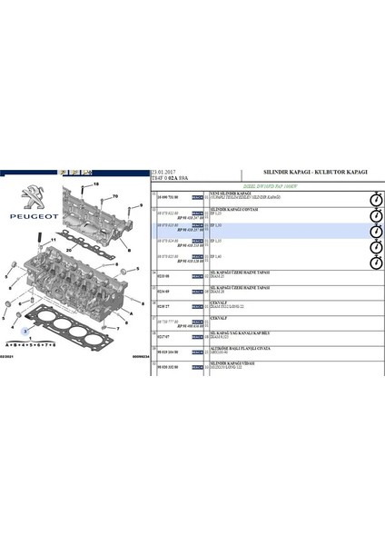 Silindir Kapak Contasi 1.30 3008-308-5008-508-BOXER Iii-Expert Iv-Traveller-C4-C5-Jumper Iii DW10