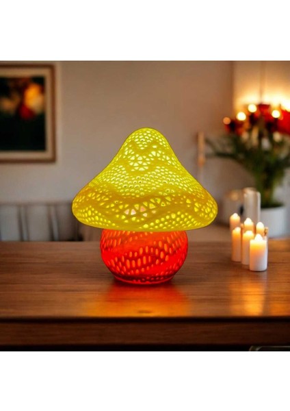 Fosforlu Mantar Tasarımlı Renkli Masa Lambası, Şık ve Işıltılı Dekorasyon Parçası fırsatları