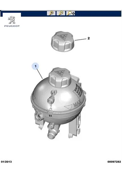 Yedek Su Deposu Kapakli 308 1.5 Bluehdi - Rifter - Partner (K9) - Grandland x 1.6 Turbo D - Ds7