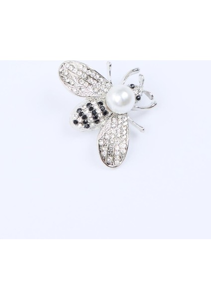 Gümüş Rengi Arı Figürlü Top Inci Detaylı Broş fiyatları