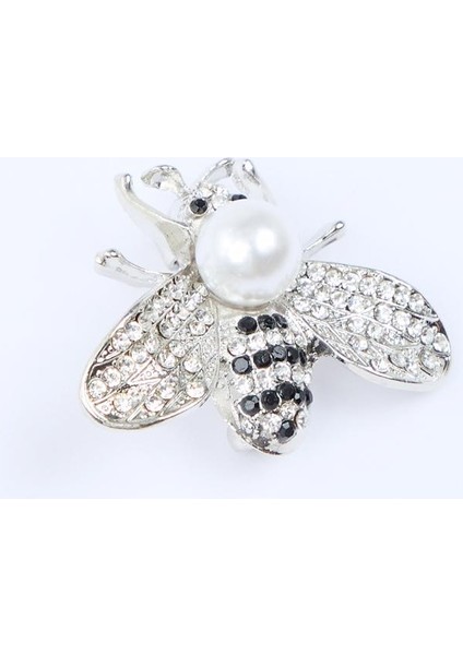 Gümüş Rengi Arı Figürlü Top Inci Detaylı Broş modelleri