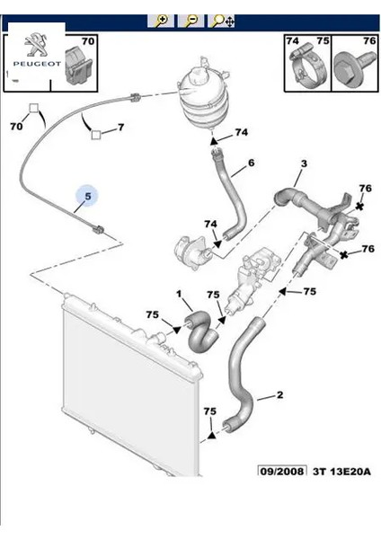 Yedek Su Depo Hortumu 206 TU3JP/TU5JP4 Peugeot 1323.12 1323.Y2