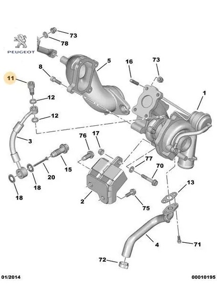Turbo Yağ Boru Vidasi Peugeot 0376.46
