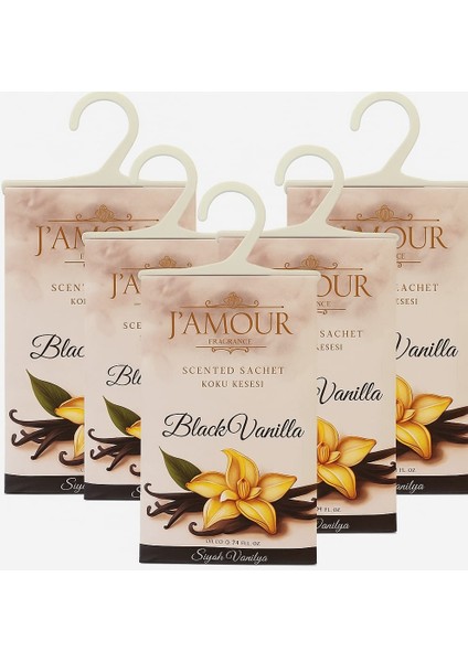 Black Vanilla (Siyah Vanilya) Askılı Dolap ve Çekmece Kokusu 5'li Paket