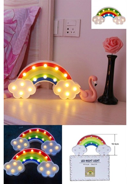 Renkli LED Gökkuşağı Gece Lambası, Pilli, Duvara Monte, Çocuk ve Beşik Odası Için fırsatları