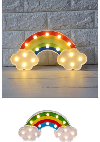 Renkli LED Gökkuşağı Gece Lambası, Pilli, Duvara Monte, Çocuk ve Beşik Odası Için