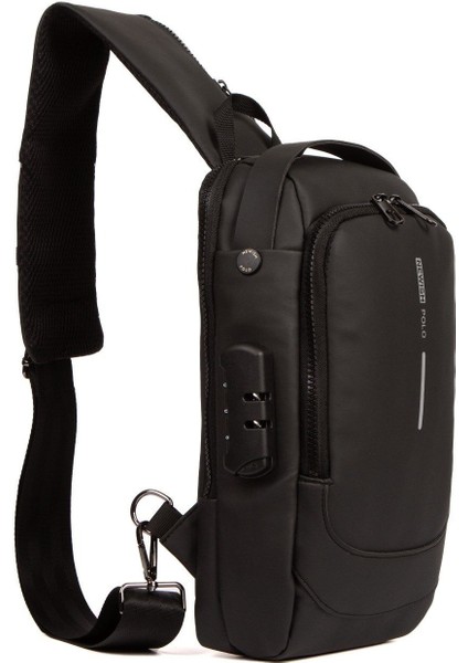 Siyah USB Çıkışlı Çapraz Askılı Omuz ve Bel Çantası, Yeni Model