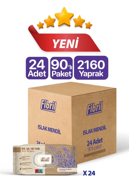 Lavanta Kokulu Islak Mendil 24X90 Pk 2160 Yaprak Doğal Esans , Geri Dönüştürülebilir Kumaş fiyatları