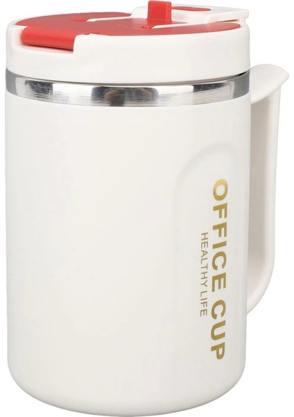 Paslanmaz Çelik Sızdırmaz Kaşıklı Kahve Termosu 500 ml Beyaz-Kırmızı Kapaklı Ithal Ürün fiyatları