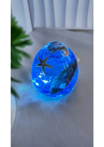 Mavi Deniz Esintili Epoksi Işık Küresi Gece Lambası, Sıcak Atmosfer Yaratır fiyatları