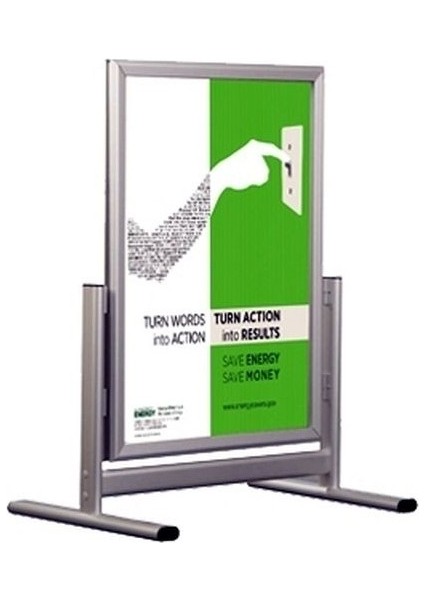 B2 50X70 cm Çift Iki Taraflı Kısa Ayak Alüminyum Reklam Poster Kaldırım Pano