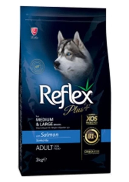 Reflex Plus Somonlu Orta ve Büyük Irk Yetişkin Köpek Maması 3 kg