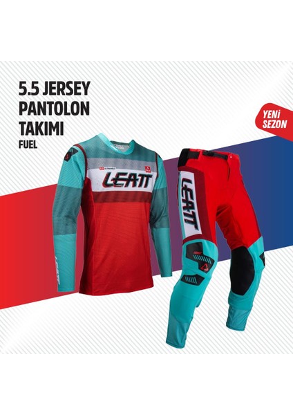 Turkuaz Kırmızı Jersey Pantolon Takımı