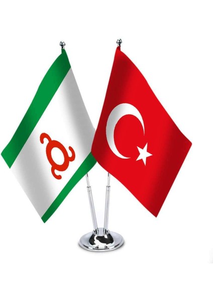 Inguşetya Cumhuriyeti Türkiye Saten Masa Bayrağı