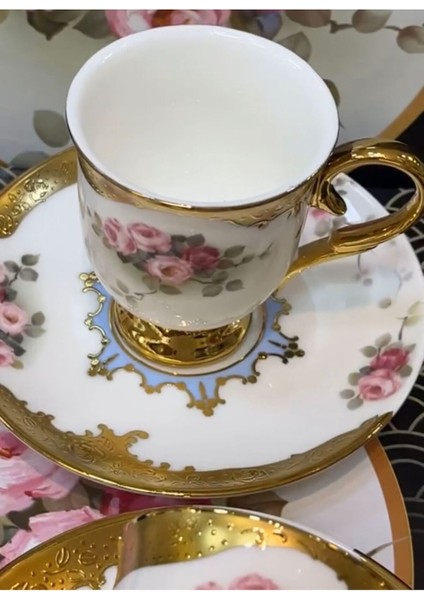 Renkli 6'lı Ayaklı Fincan Takımı, Zarif ve Şık Tasarım fiyatları