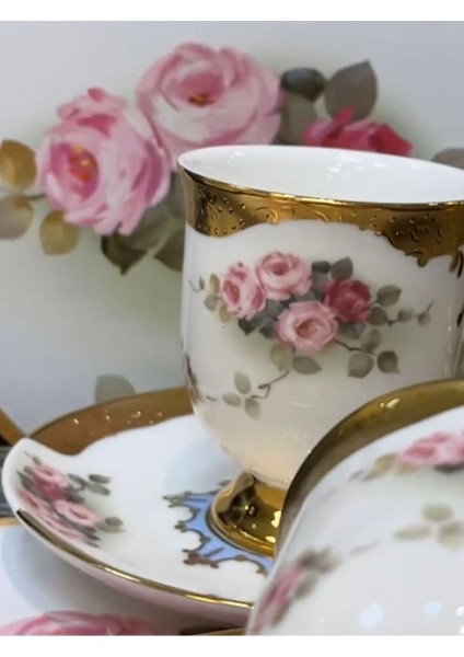 Renkli 6'lı Ayaklı Fincan Takımı, Zarif ve Şık Tasarım indirimleri