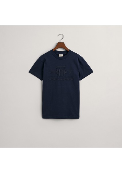 Erkek Lacivert Regular Fit Bisiklet Yaka Logolu T-Shirt