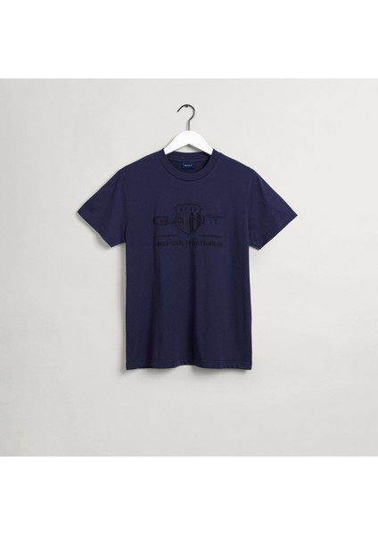 Erkek Lacivert Regular Fit Bisiklet Yaka Logolu T-Shirt fırsatları