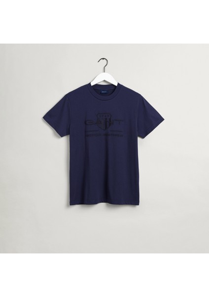 Erkek Lacivert Regular Fit Bisiklet Yaka Logolu T-Shirt