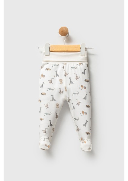 Erkek Bebek African Animals Theme Patikli Alt Ekru 32007