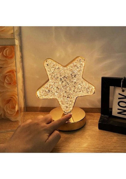 Renkli Yuvarlak LED Gece Lambası, Dokunmatik, Şarjlı, Masa ve Yatak Yanı Işık