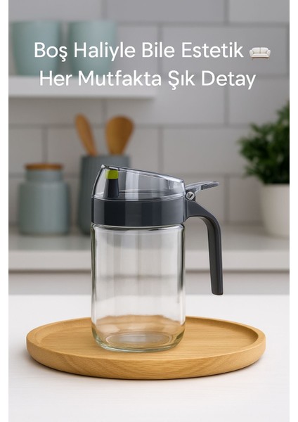 660 ml Şeffaf Cam Yağdanlık – Zeytinyağı, Sirke, Nar Ekşisi Için Ideal Antrasit modelleri