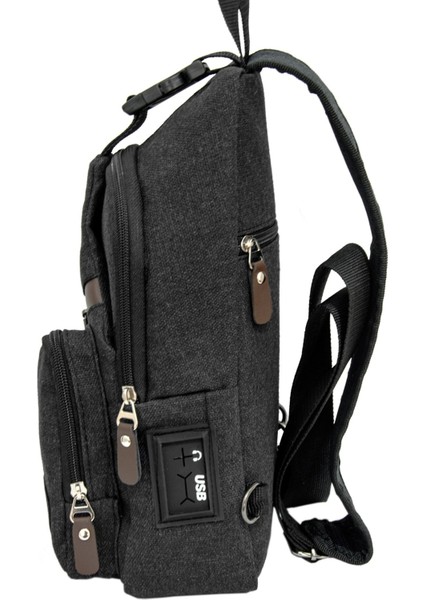 Gri USB Girişli Çift Taraf Askılı Göğüs Çantası, Şık ve Hafif Bodybag fırsatları
