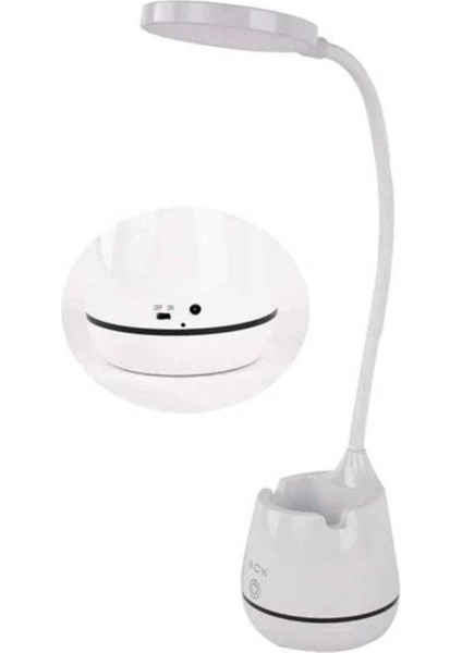 Şarjlı LED Masa Lambası, Ayarlanabilir Işık, Kalemlik ve Telefon Standı ile Okuma Keyfi