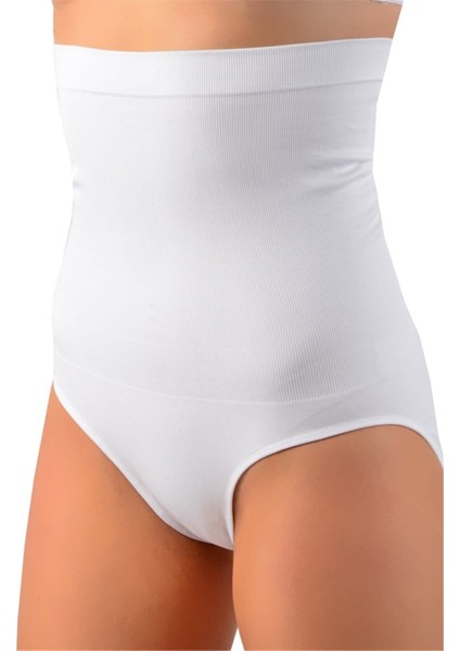 Dikişsiz Şekillendirici Silikonlu Kadın Beyaz Slip Korse 890