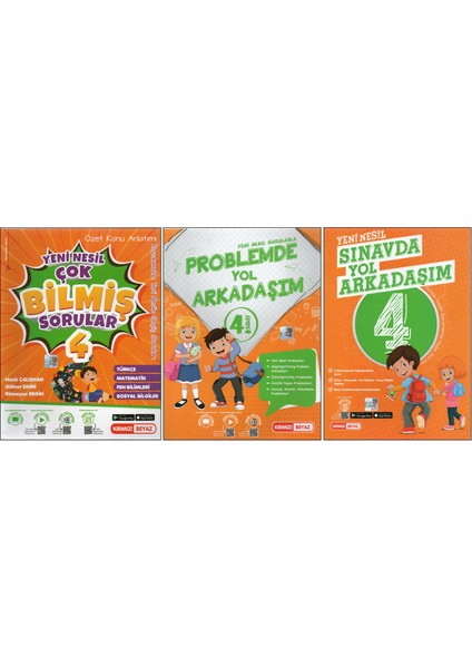 Kırmızı Beyaz 4. Sınıf Çok Bilmiş Sorular+Problemde Yol Arkadaşım+Sınavda Yol Arkadaşım (3 Kitap)
