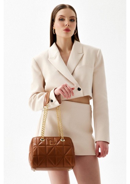 Kapitone Desenli Kadın El ve Omuz Çantası, Şık ve Kullanışlı Kahverengi Tasarım fiyatları