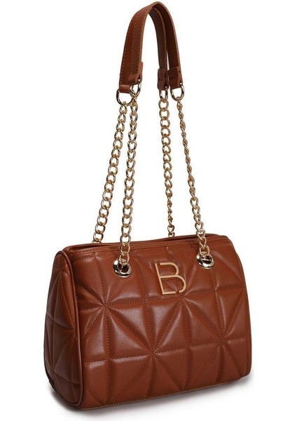 Kapitone Desenli Kadın El ve Omuz Çantası, Şık ve Kullanışlı Kahverengi Tasarım