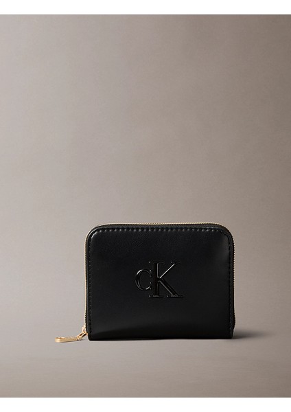 Kadın Bold Ck Logolu Orta Boy Fermuarlı Siyah Cüzdan LV04F1026G-UB1
