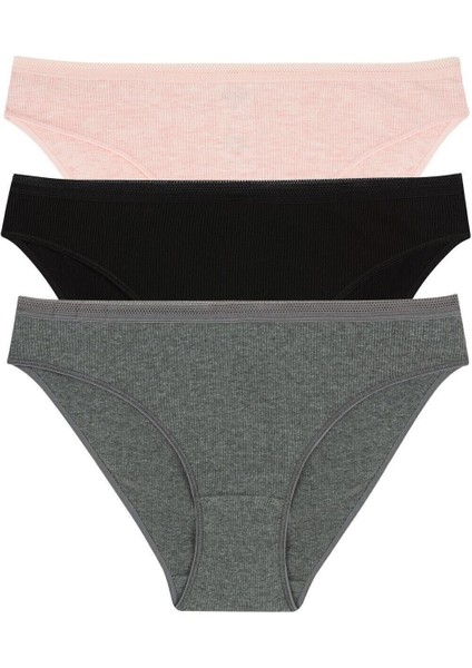 Kadın Karışık Renkli Korseli Incelten 3lü Slip Külot